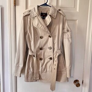 VTG‎ M60 Miss Sixty Trench Coat Belted Double Breasted Military Style Jacket 1X